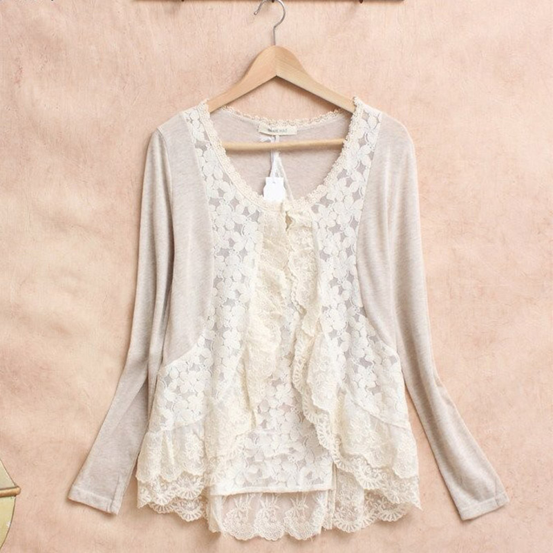 Embroidery Jersey - Wiosna styl Mori Girl kobiety szydełkowe