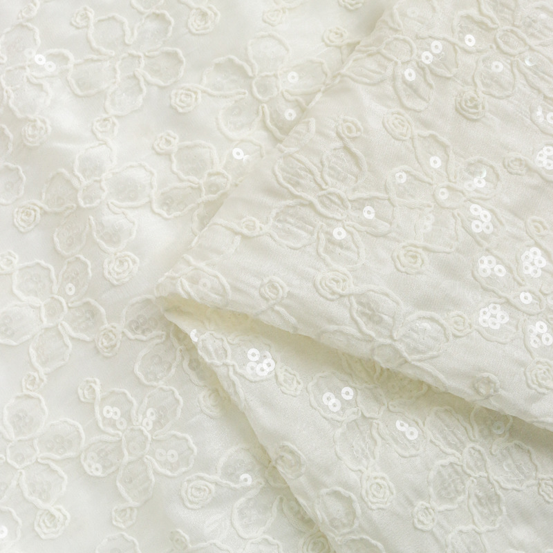 Embroidery Design 3D - Nowa tkanina żakardowa z cekinami, haftowana