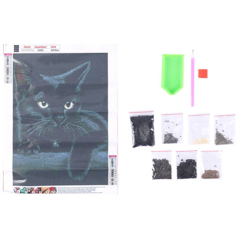 Embroidery Cat - A84X - Diamentowa mozaika z czarnym