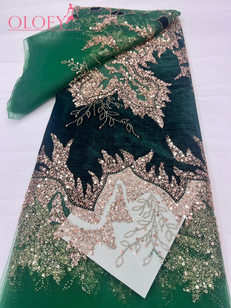 Velvet Fabric Embroidery - Najnowsza afrykańska aksamitna koronka, nigeryjska i