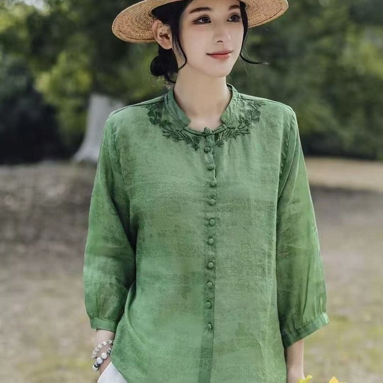 Embroidery Pashmina - Eleganckie bluzki damskie Harajuku Slim Fit