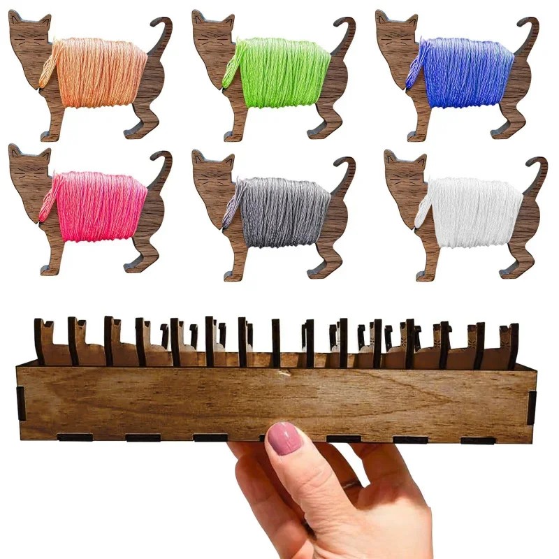 Embroidery Cat - Zestaw drewnianych szpul na nici z