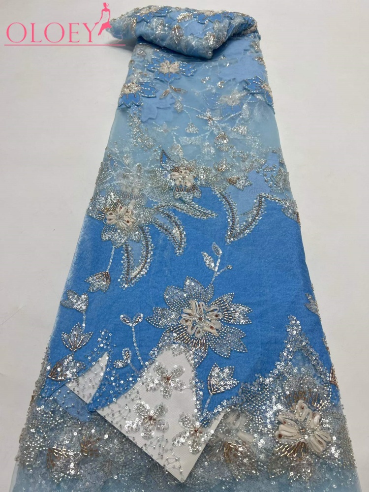 Velvet Fabric Embroidery - OLOEY Aksamitna Afrykańska Tkanina Koronkowa z