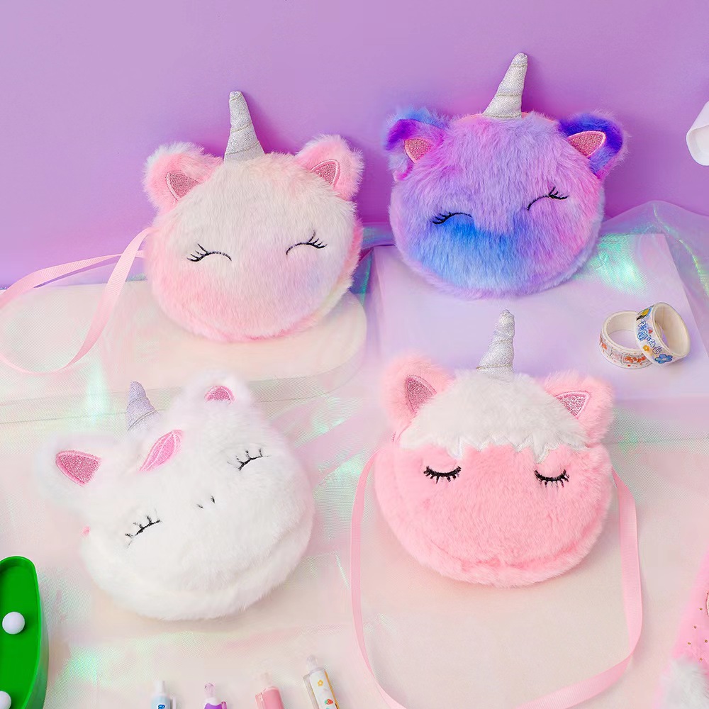 Embroidery Unicorn - Modna pluszowa torebka na ramię dla