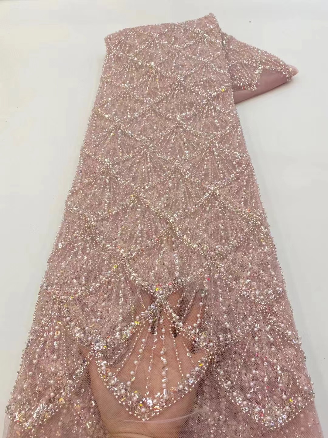 Embroidery Net Fabric - Afrykańska tiulowa koronka z cekinami, francuska