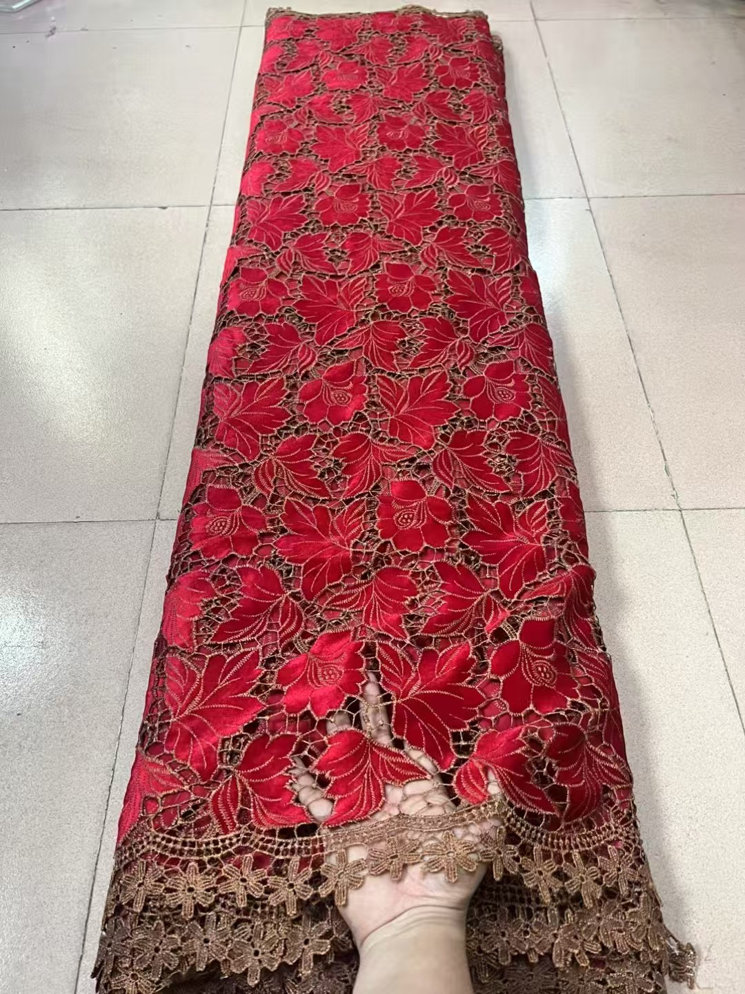 Velvet Fabric Embroidery - Afrykańska aksamitna koronka 5 jardów wysokiej
