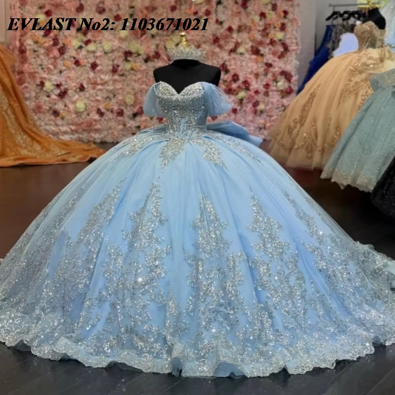 Embroidery Glass Beads - EVLAST Sukienka na Quinceañerę w kolorze