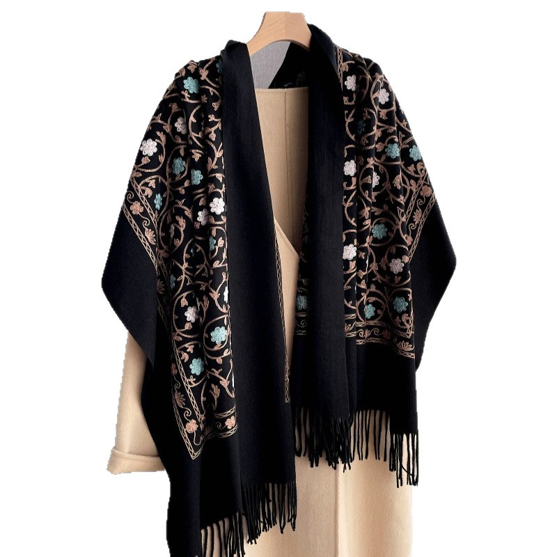 Embroidery Pashmina - Nowy kaszmirowy szal z haftem dla