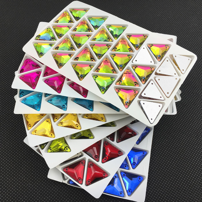 Embroidery Glass Beads - Szklany kryształ trójkąt szyć na Rhinestone