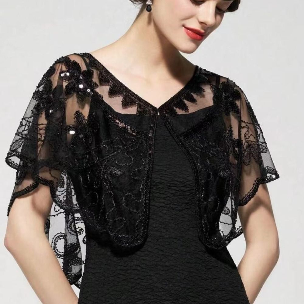Retro cekinowy płaszcz poncho, – Embroidery Beads recenzja i cena