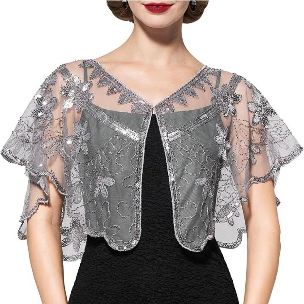 Retro cekinowy płaszcz poncho, – Embroidery Beads recenzja i cena