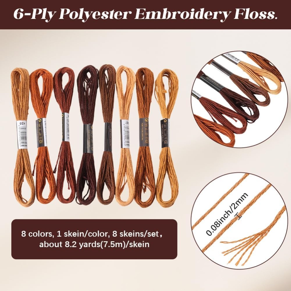 8 motków, 6 nici, brązowa muli – Embroidery Stitches recenzja i cena