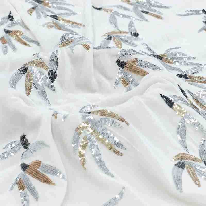 Biały trójwymiarowy kwiatowy h – Velvet Fabric Embroidery recenzja i cena