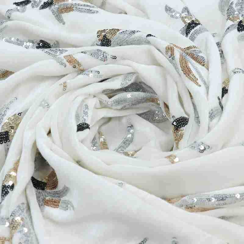 Biały trójwymiarowy kwiatowy h – Velvet Fabric Embroidery recenzja i cena