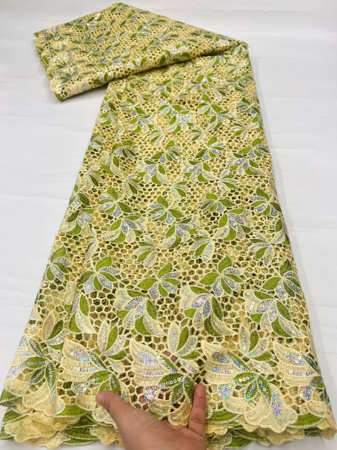 Afrykańska koronka z cekinami  – Embroidery Net Fabric recenzja i cena