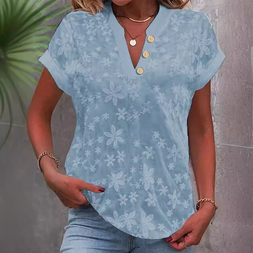 Damska bluzka z kwiatowym haft – Embroidery Jersey recenzja i cena