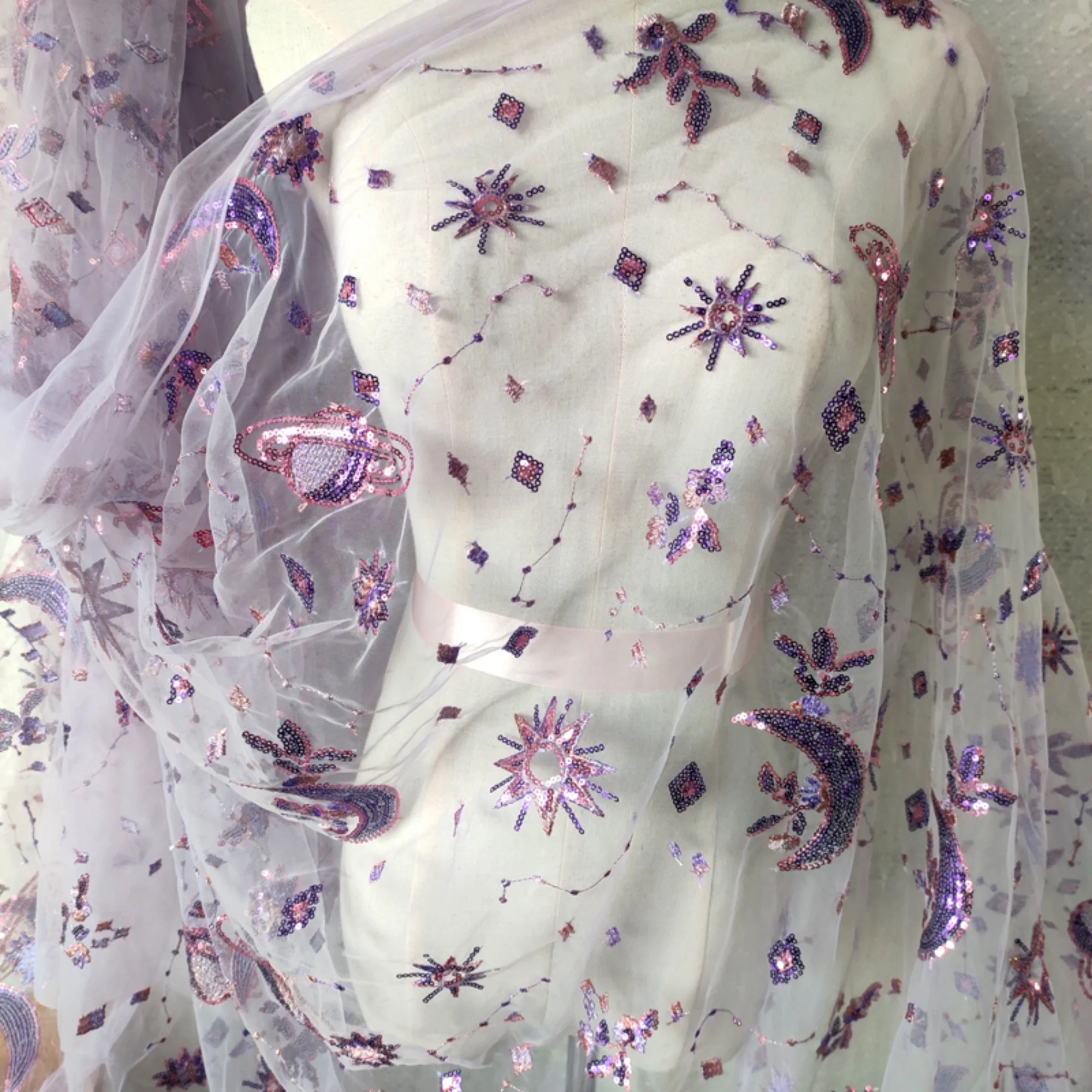 0,5 metra fioletowa koronka si – Embroidery Net Fabric recenzja i cena