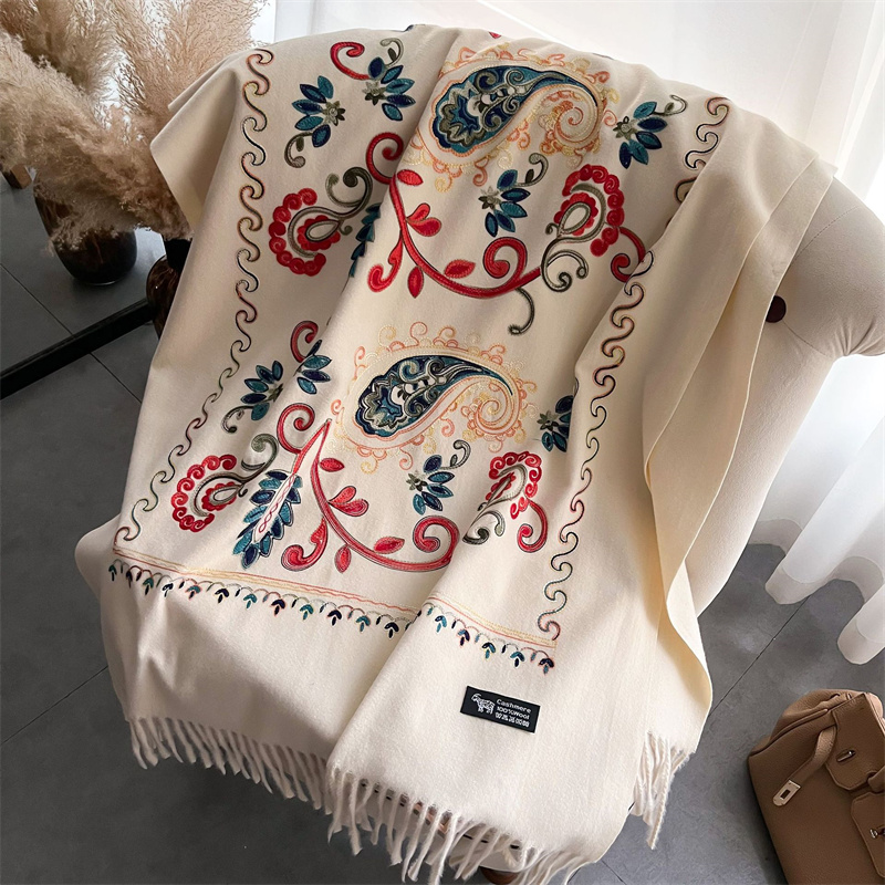 2024 modny szalik zimowy gruby – Embroidery Pashmina recenzja i cena